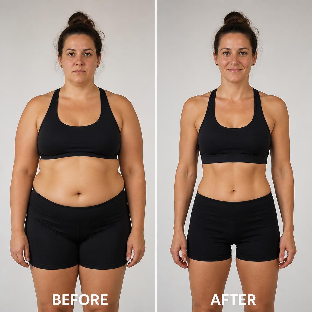 Before and after weight loss transformation