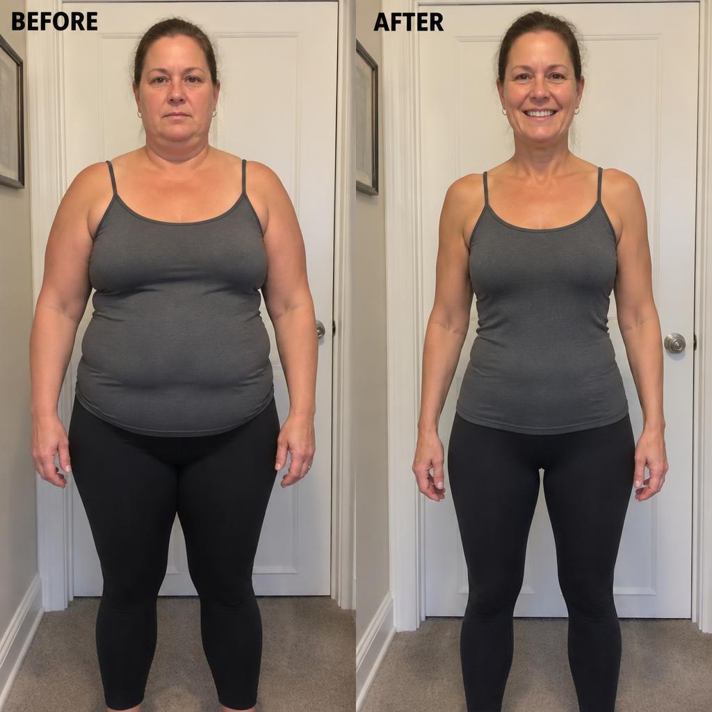 Before and after weight loss transformation